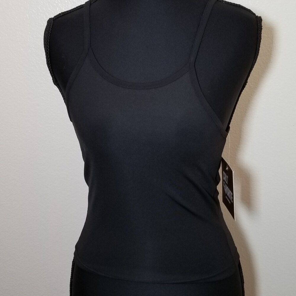 Cult Favorite Womens Crop Tank Top Small Black Activewear Loungewear Casual NWT